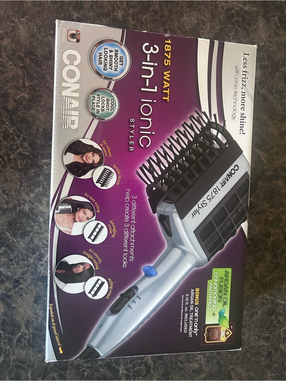 Conair 3-in-1 Ionic Hair Styler in Silver and Black